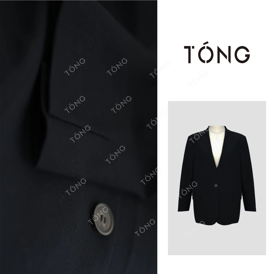 【法式小众】 桑蚕丝+羊毛设计感V领无领质感精纺西装 GW018