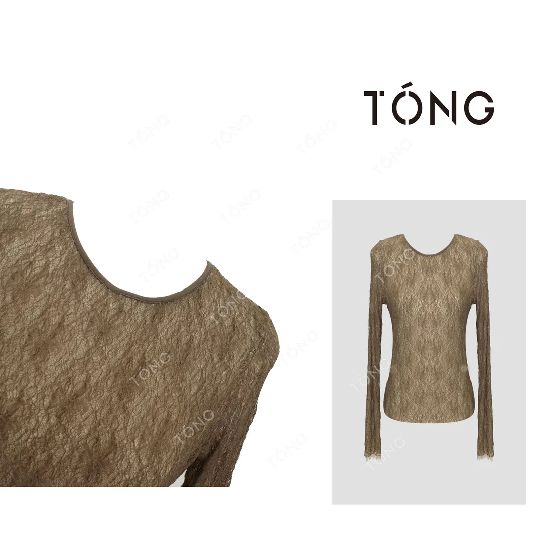 【左岸藤蔓】早秋宽松蕾丝镂空上衣 GD005