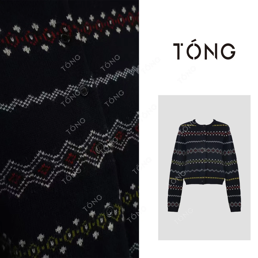 【碧霞倒影】冬季100羊毛时尚小众设计师款毛衣开衫 GM101