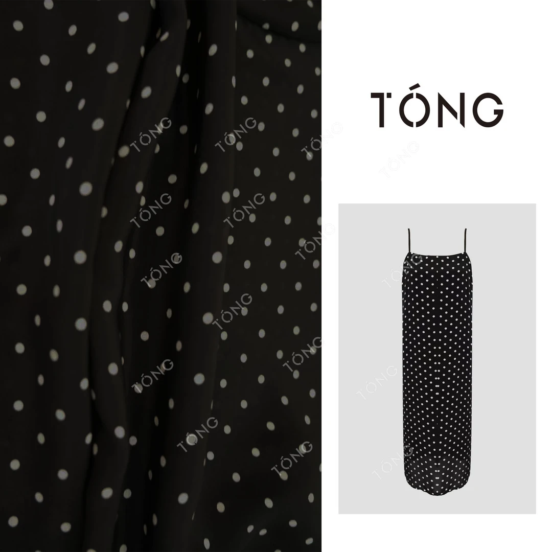 【夏的素描】波点桑蚕丝重磅吊带连衣裙度假裙 G00569