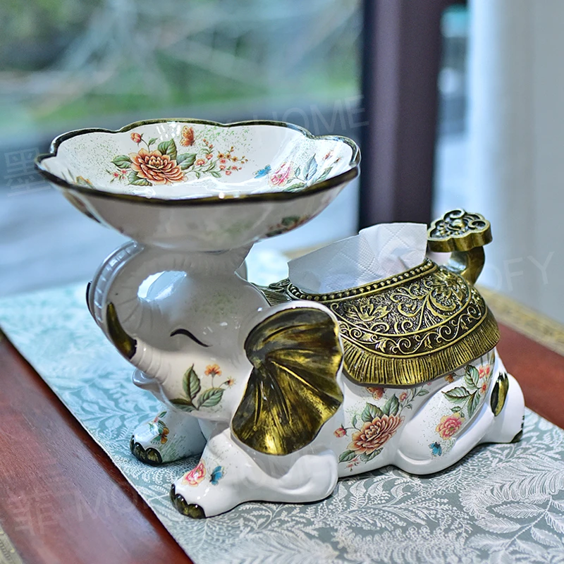 【宁儿姐专属】大象纸巾盒收纳摆件美式复古抽纸盒客厅茶几纸抽盒