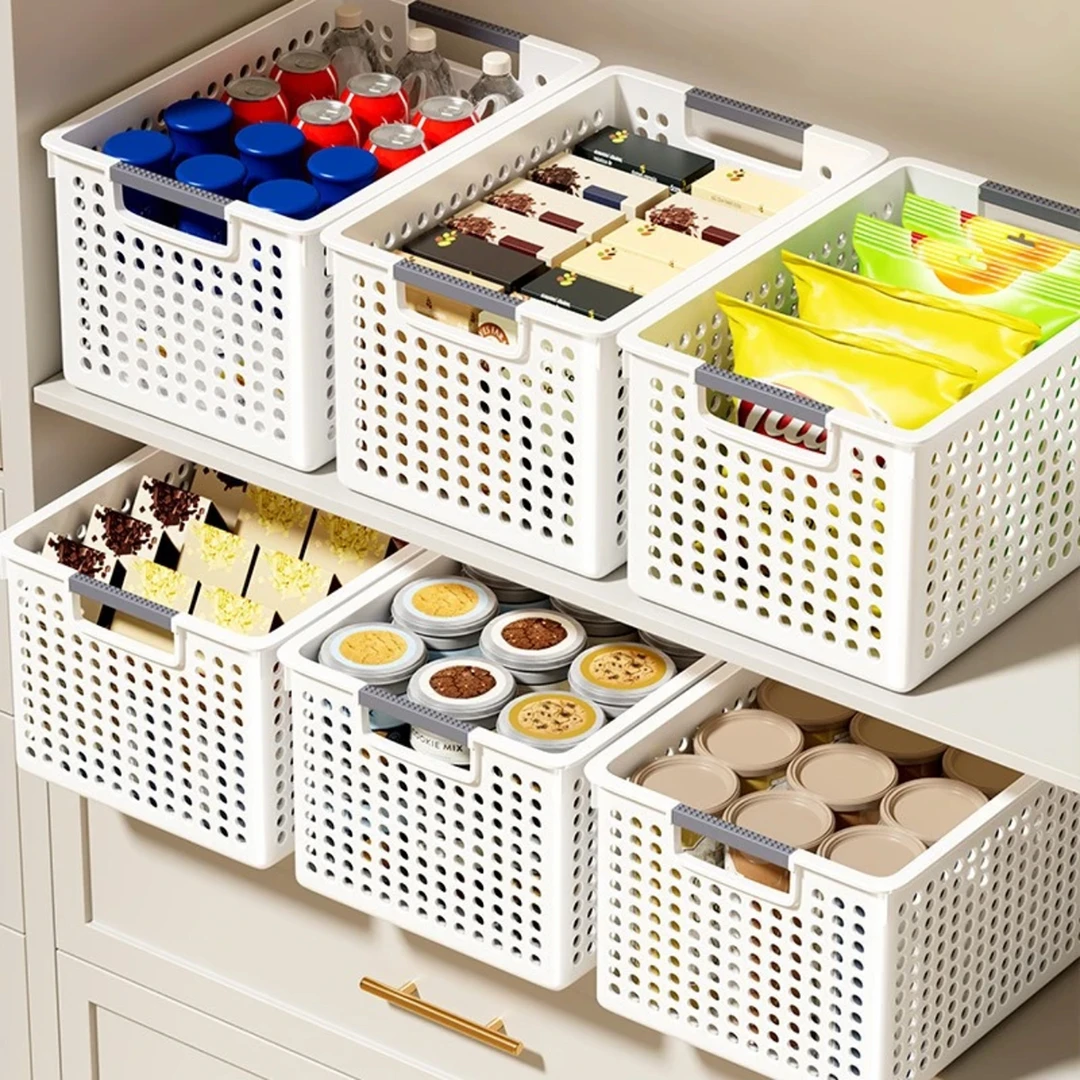 高款零食杂物玩具收纳筐家用整理筐橱柜置物收纳篮长方形桌面收纳