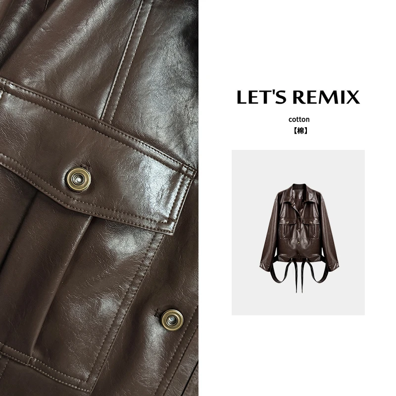 【LET'S REMIX】「时髦精BI入」显瘦短款时尚环保PU帅气酷飒夹克皮衣