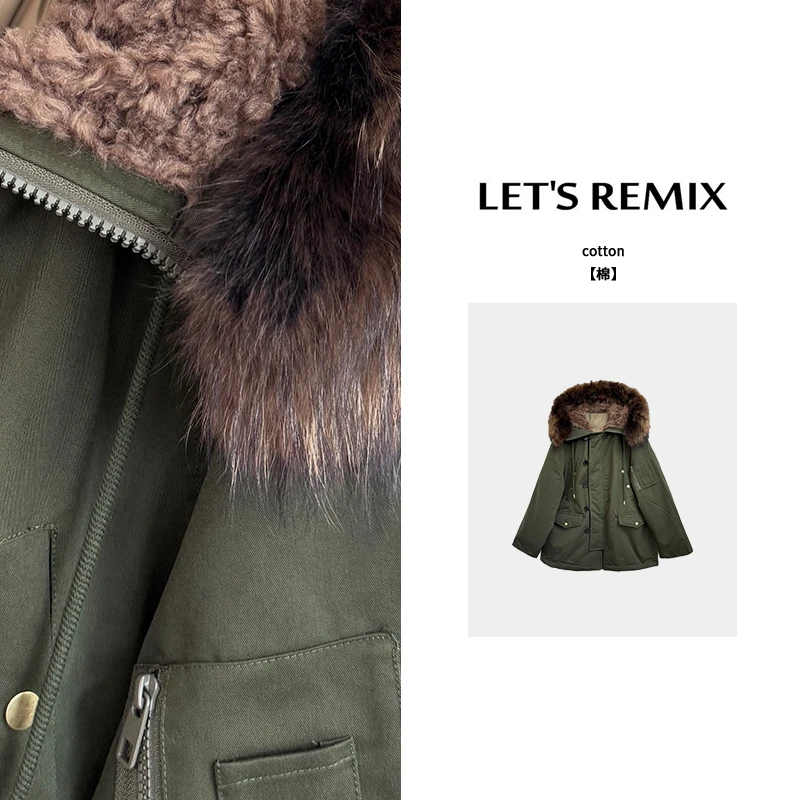 【LET'S REMIX】「雪国精灵2」中长款连帽派克服90白鸭绒羽绒服保暖