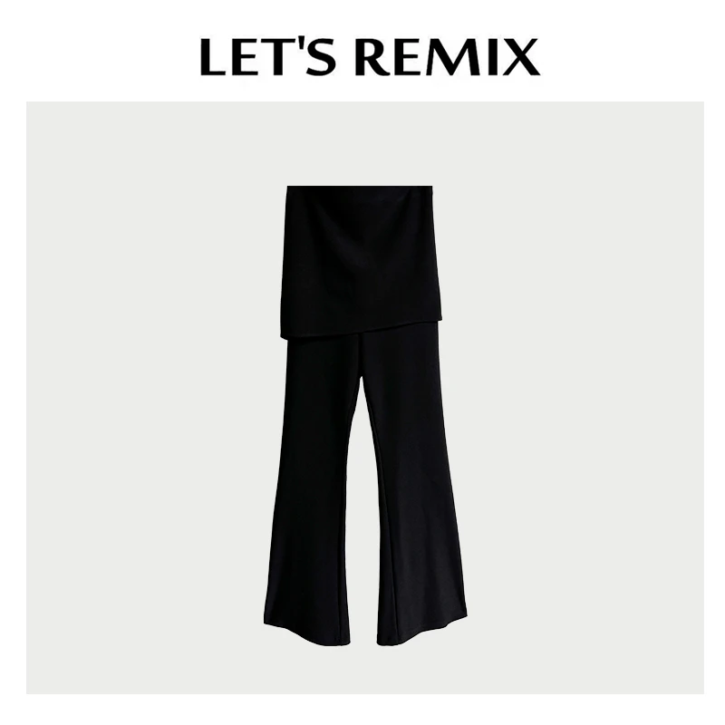 【LET'S REMIX】「高阶穿搭」高腰时尚弹力屁帘层次显瘦微喇阔腿裤