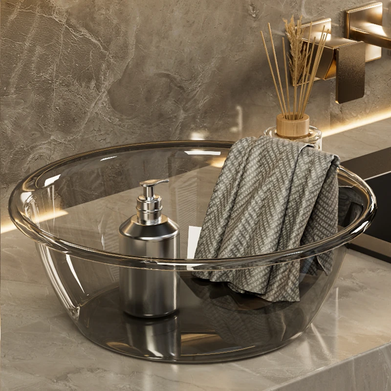 洗脸盆家用轻奢高颜值透明加厚洗漱盆子洗脚盆宿舍洗头盆大塑料盆