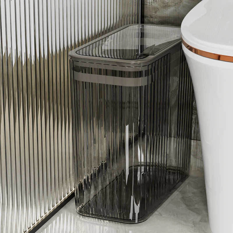 卫生间弹盖夹缝垃圾桶家用客厅厨房厕所缝隙大号按压透明翻盖纸篓