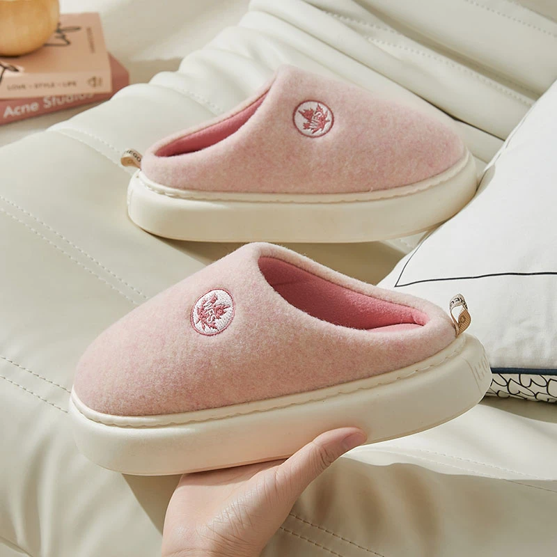 【自发热艾草乳胶棉拖】冬简约纯色柔软舒适家居情侣乳胶棉拖561001