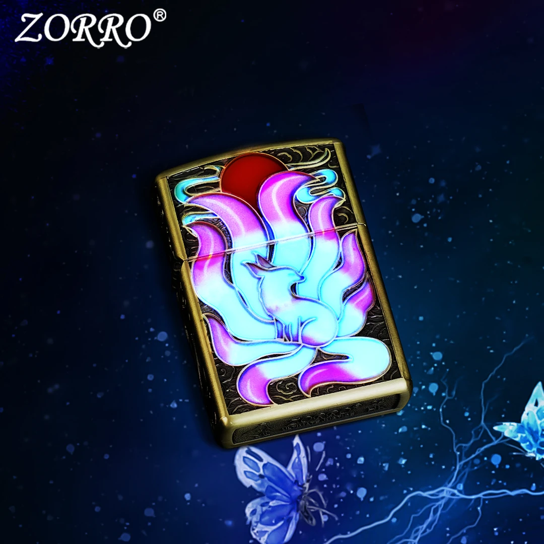 ZORRO防风煤油打火机青铜夜光九尾狐