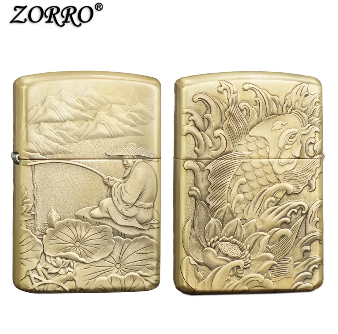 ZORRO佐罗防风煤油打火机浮雕姜太公钓鱼902创意送男士礼物