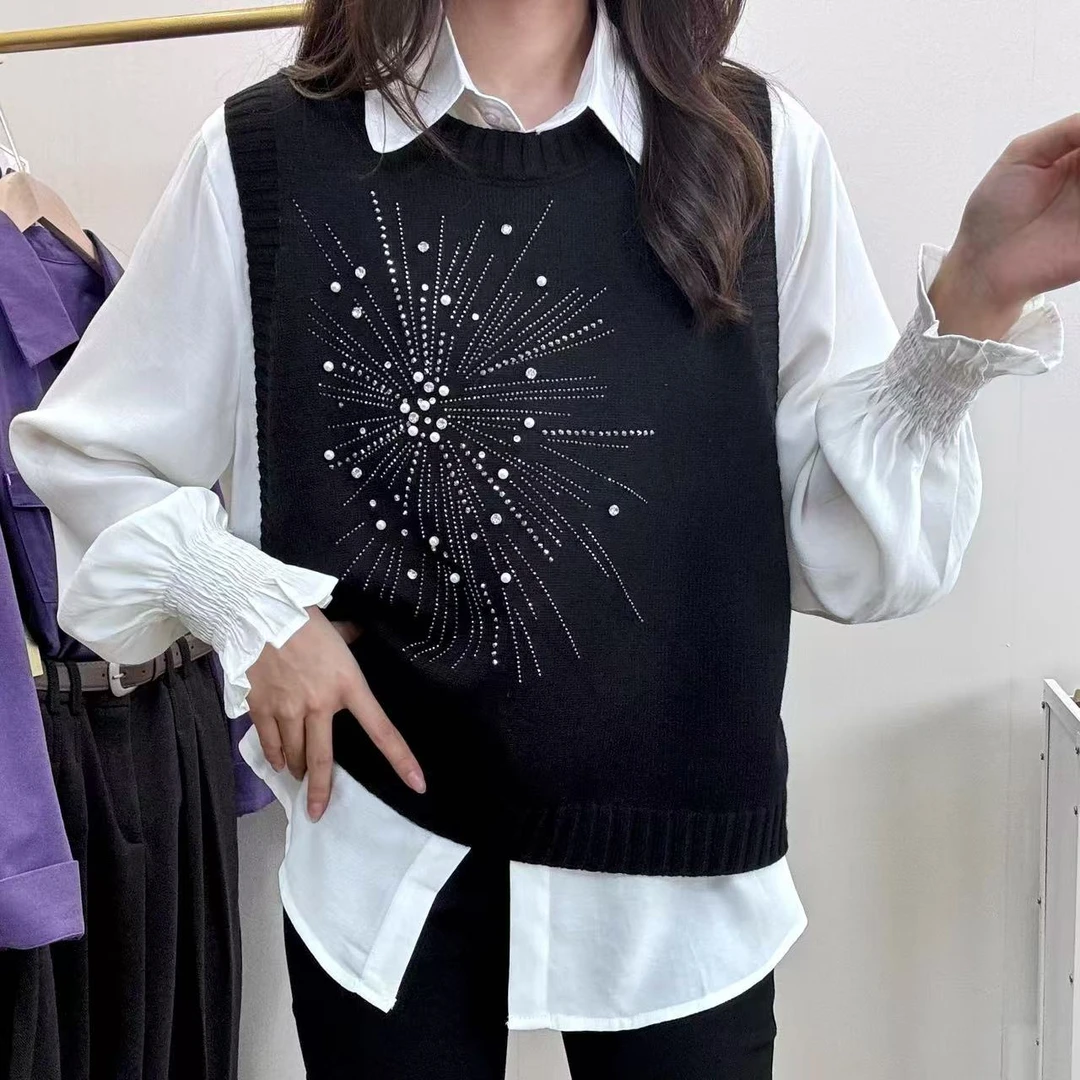 【高端轻奢定制】202秋冬新款衬衫+马甲套装#172