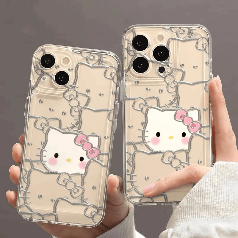 银色镂空kt猫苹果16Pro手机壳15Promax防摔14pro全包12软11女款13