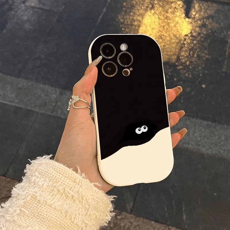 大眼睛小煤球苹果15Pro手机壳15Promax防摔14pro全包12软11潮牌