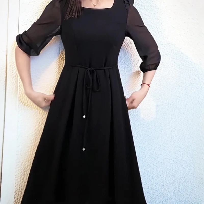 2701【无腰带】时尚气质百搭设计感连衣裙