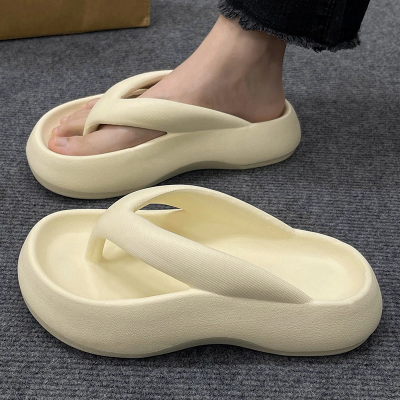 厚底人字拖女夏季踩屎感增高外穿防滑凉拖鞋简约ins潮沙滩鞋海边
