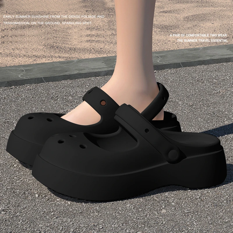 踩屎感包头拖鞋女夏季2023新款网红厚底洞洞鞋防滑不臭脚外穿凉鞋