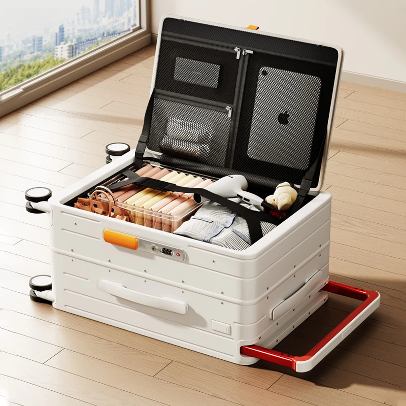 侧开盖行李箱女2024新款大容量登机宽拉杆旅行箱