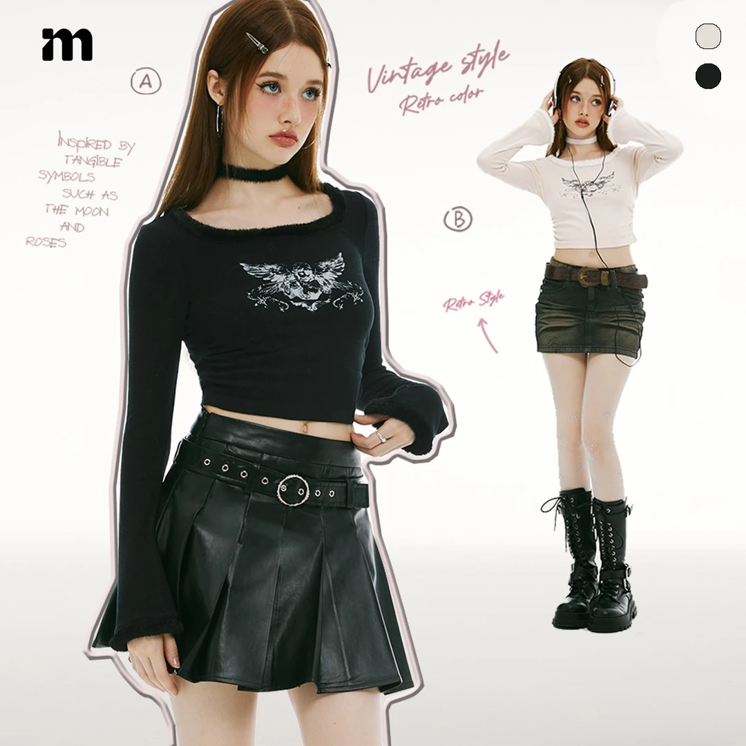 【雪宝粉丝专享】imone冬季百搭显瘦性感软乎乎辣妹长袖上衣DTT089