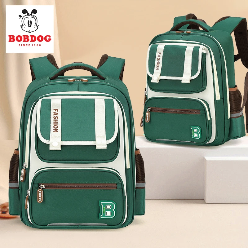 Bobdog/巴布豆小学生英伦风3至6年级儿童减负双肩包男孩护脊书包