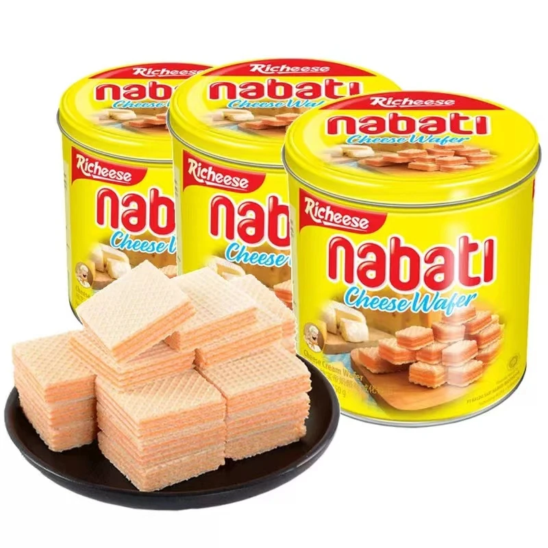 [买一送一罐]印尼进口丽芝士纳宝帝桶装威化饼干300g休闲零食营养