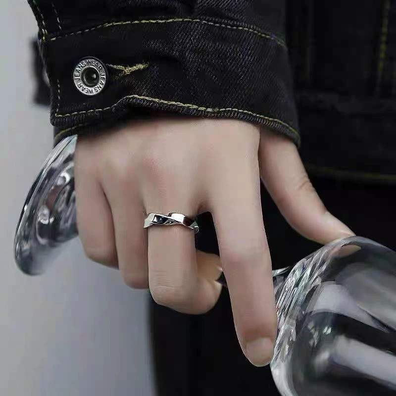 足银戒指 纯银莫比乌斯环戒指男生简约高级感指环刻字新款潮女款