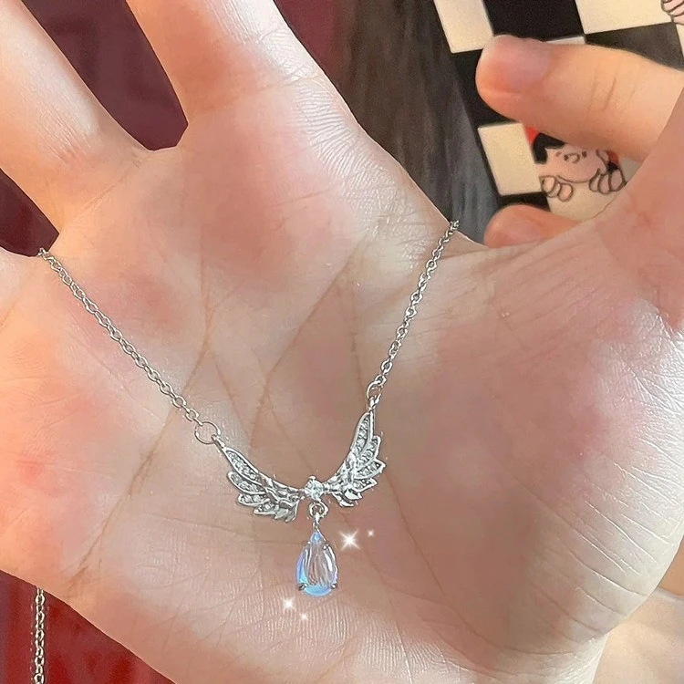 坠链均足银 天使之翼锁骨链高级感女999纯银项链小众时尚设计新款