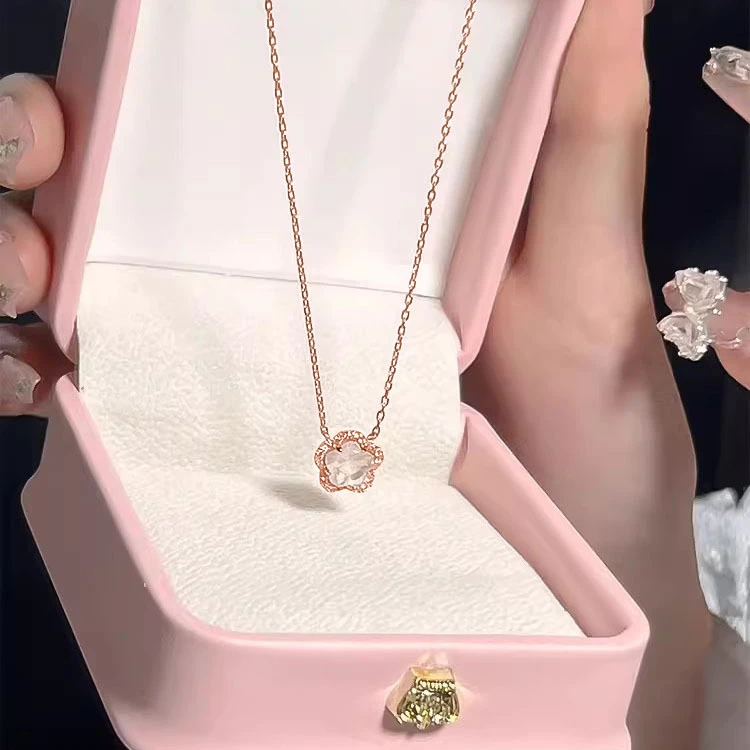 坠链均足银 999纯银樱花项链女生款气质精致设计感锁骨链生日礼物