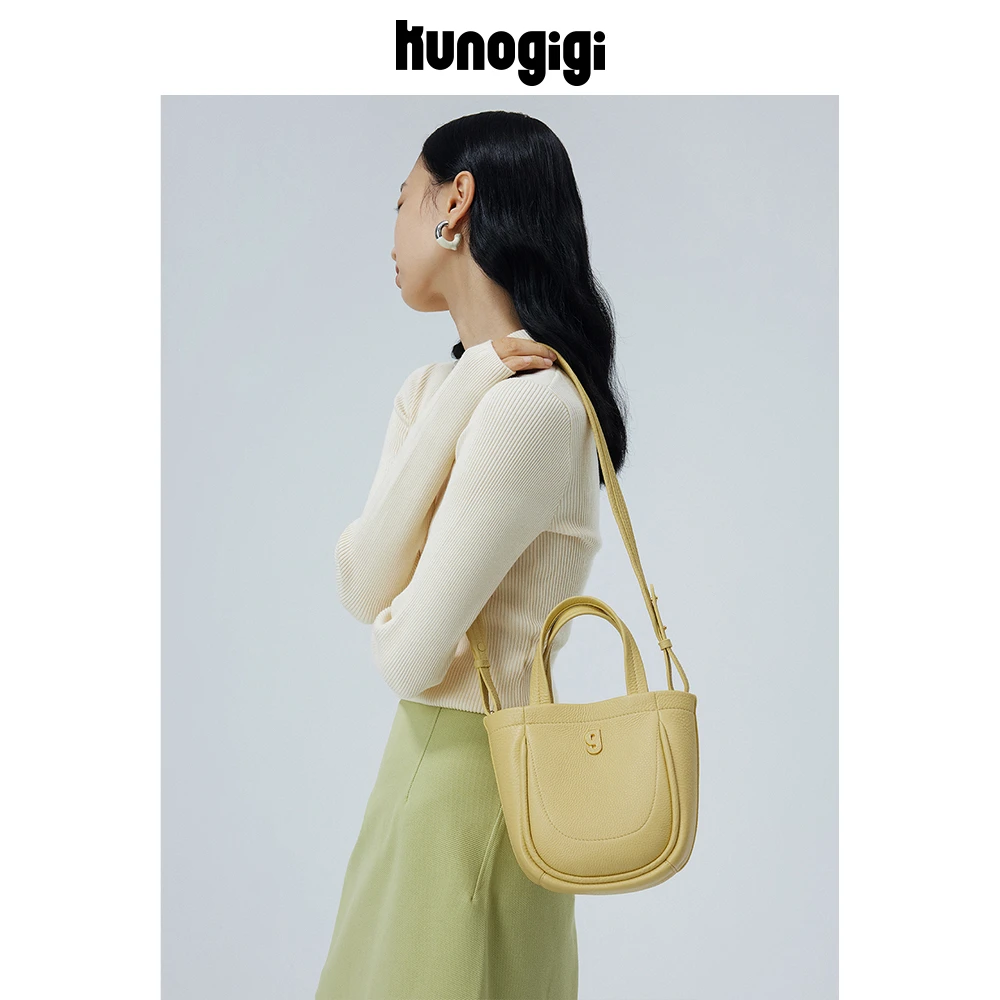 KUNOGIGI/古良吉吉菜篮子小号奶酪黄包包女高级感通勤水桶包单肩