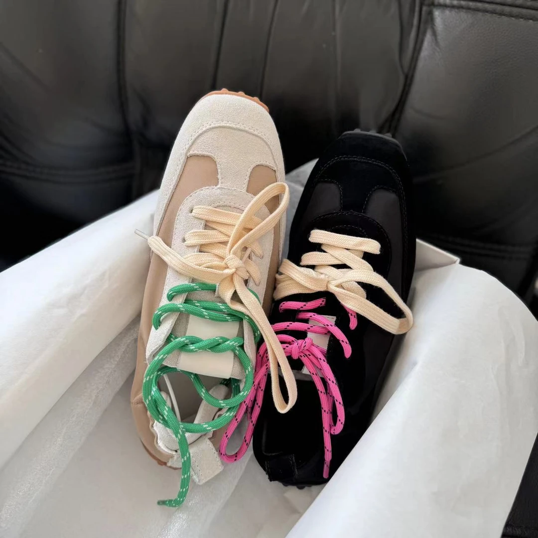 秋季新款休闲痘豆豆平底拼色百搭阿干鞋