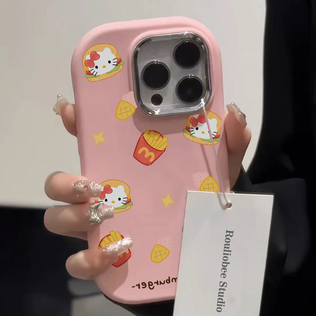 可爱汉堡包KT适用苹果15手机壳iPhone13/14promax全包12磨砂11女