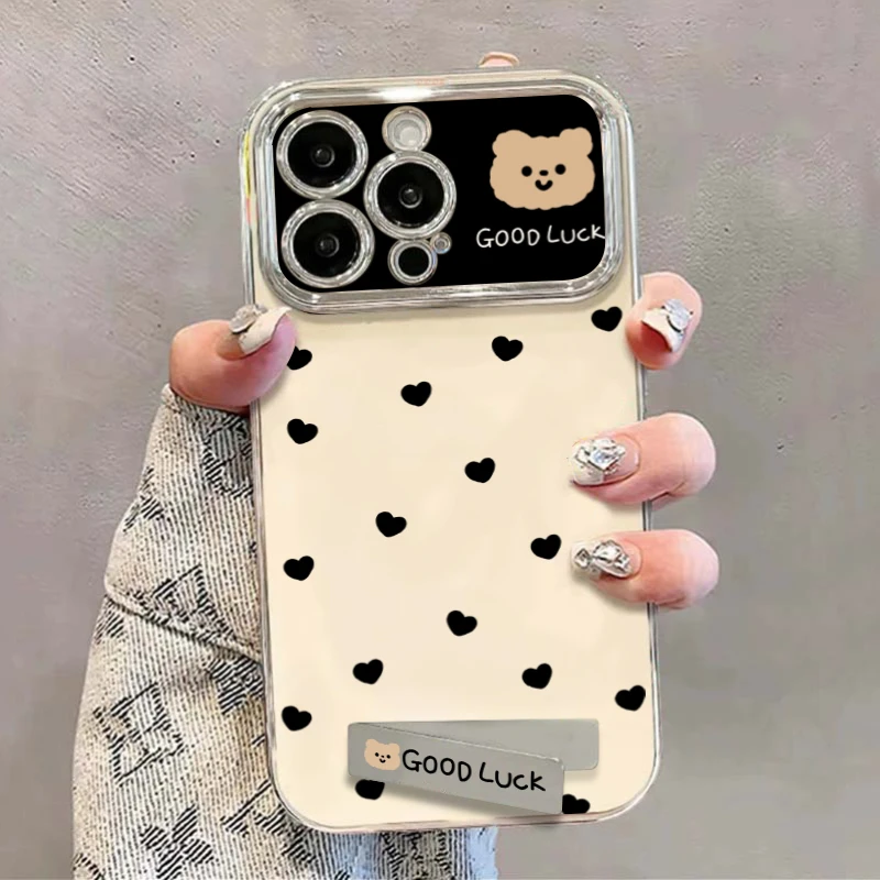 夕与空爱心小熊6D视窗适用苹果15手机壳华为vivo小米oppo全包防摔