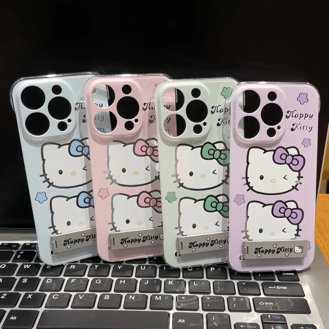 可爱双头多色凯蒂无边框适用iPhone15手机壳苹果华为vivo小米oppo