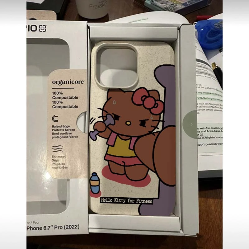 杠铃kt猫小麦壳适用苹果14/13promax手机壳12华为/vivo/小米/oppo