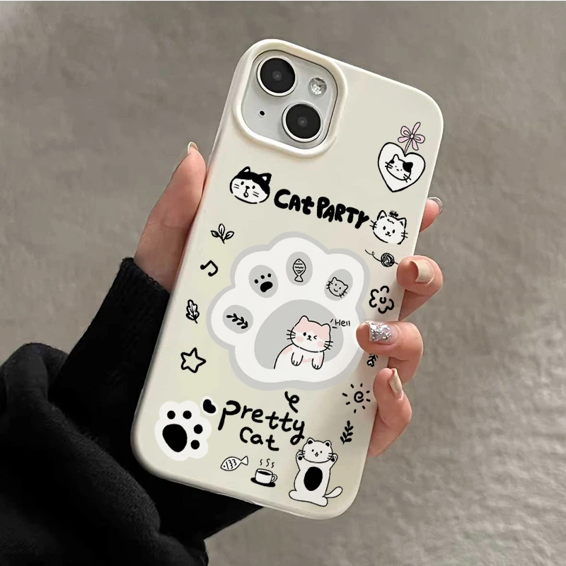 夕与空猫咪爪子大孔适用苹果15手机壳iphone13/14/12promax可爱11