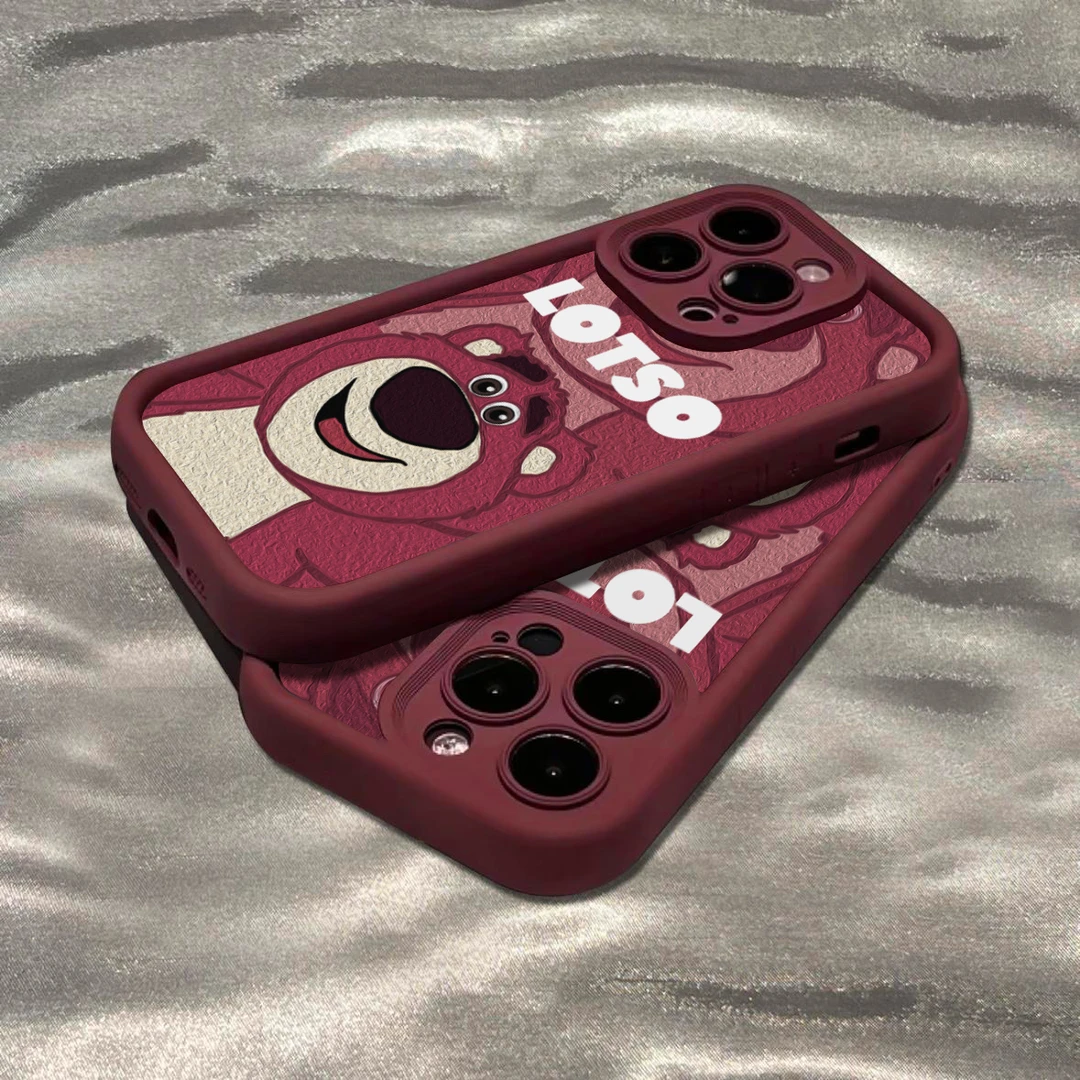 卡通草莓熊金刚砂适用苹果15手机壳iphone13/14promax防摔12/11