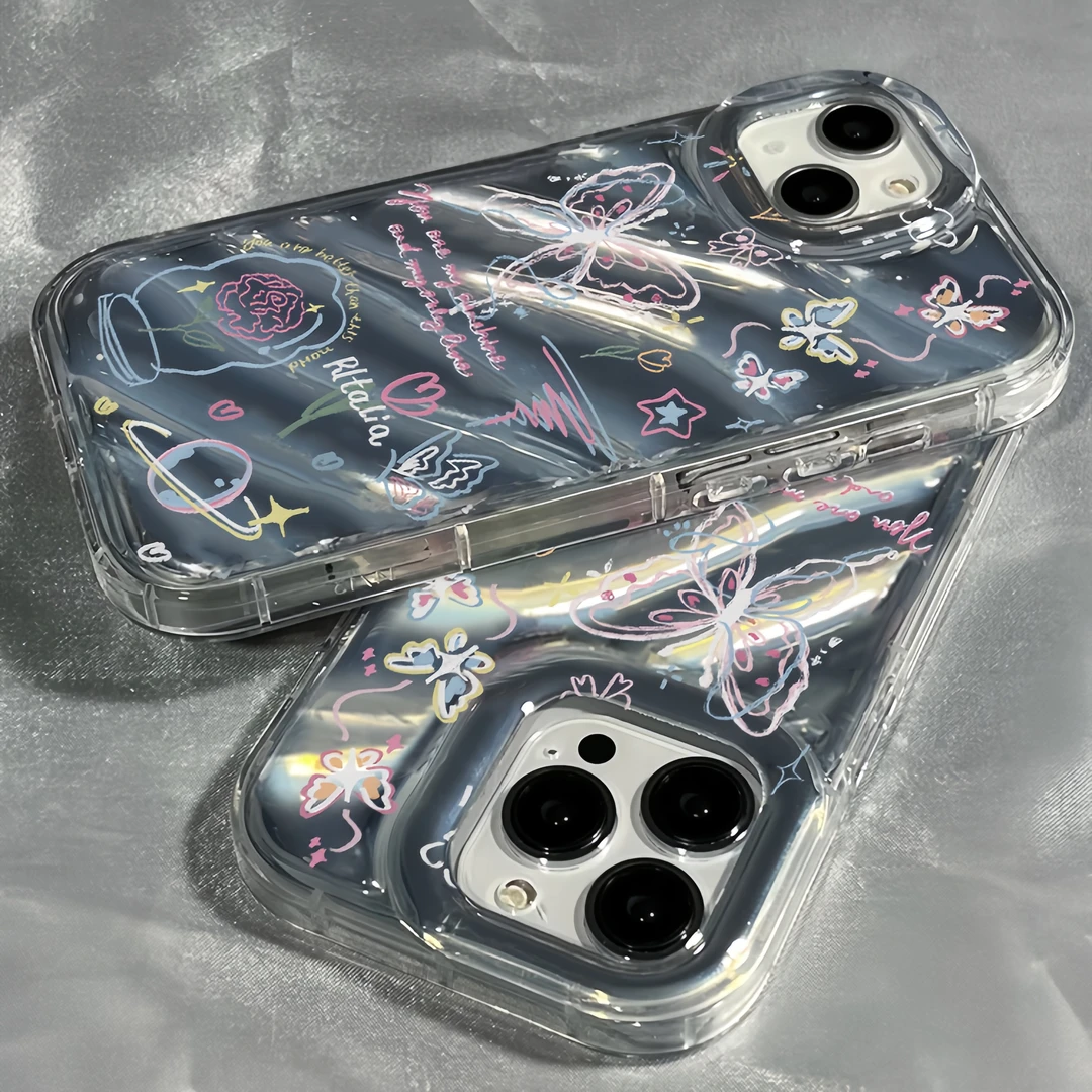 ins线条蝴蝶适用苹果14/13promax手机壳12女华为/vivo/小米/oppo