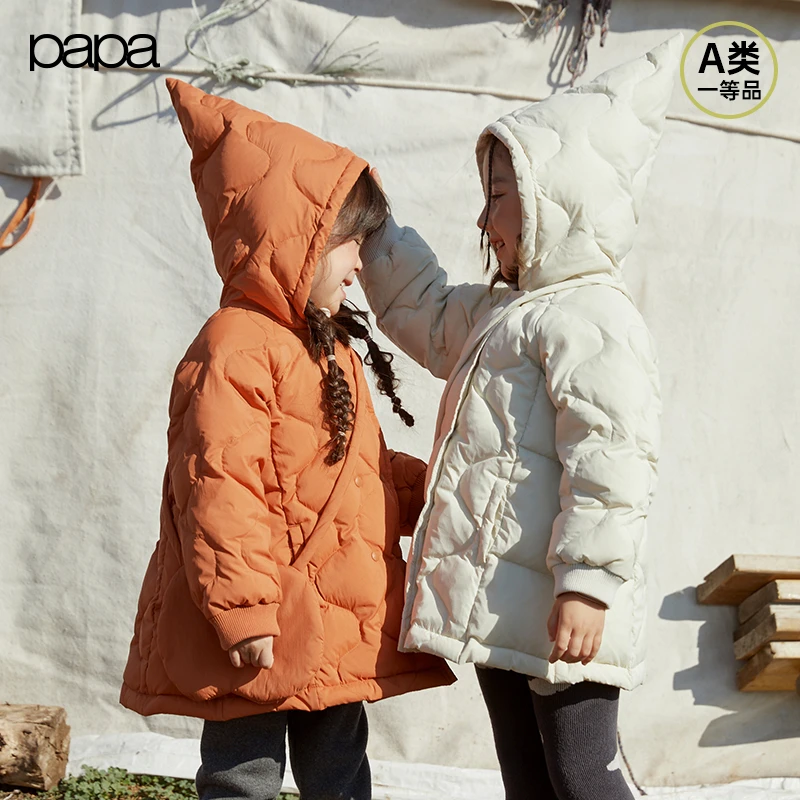 【走秀同款】papa爬爬冬季儿童羽绒服男女童日常保暖宽松休闲外套