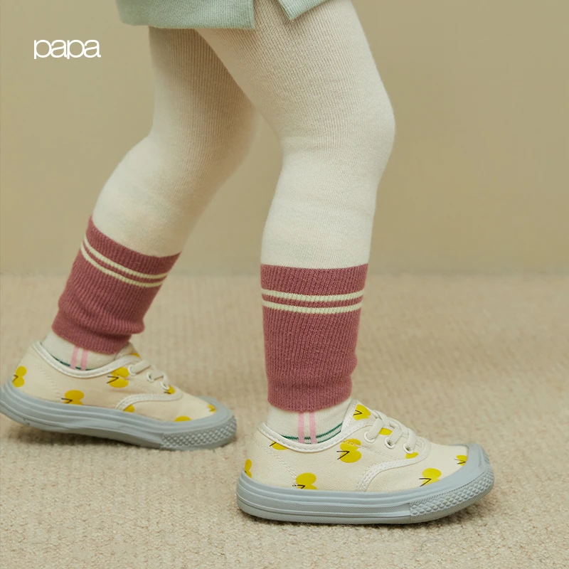 papa爬爬男童女童印花帆布鞋春秋小童运动百搭儿童软底鞋防滑鞋