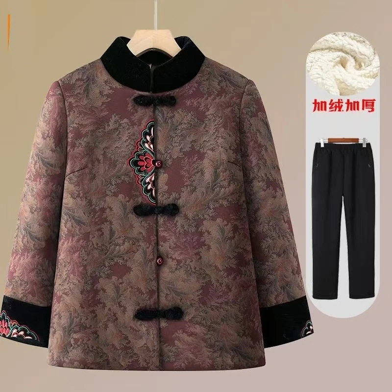 冬装棉袄老年人新款奶奶冬装棉袄加绒老年人棉衣加厚棉服