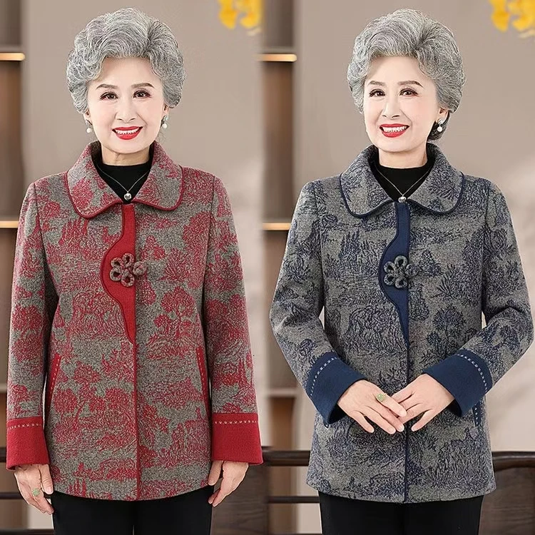 新款中老年人女装奶奶秋装外套60岁妈妈春秋上衣70老太太老人衣服
