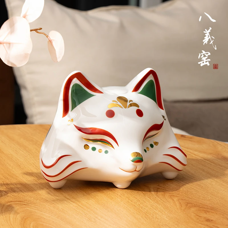八义窑  “福狸福气”国家非遗传承创意艺术彩瓷家居桌面装饰摆件
