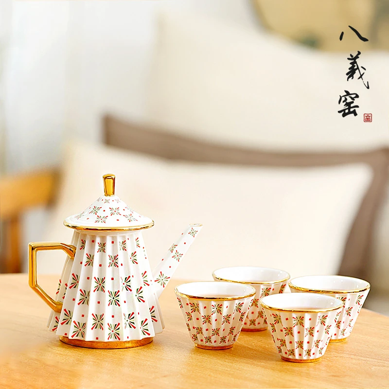 八义窑 ”天姿穹美“国家非遗传承经典手作描金茶具套组茶壶礼盒