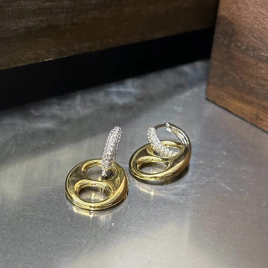 铜合金耳饰 撞色猪鼻子耳饰-2854