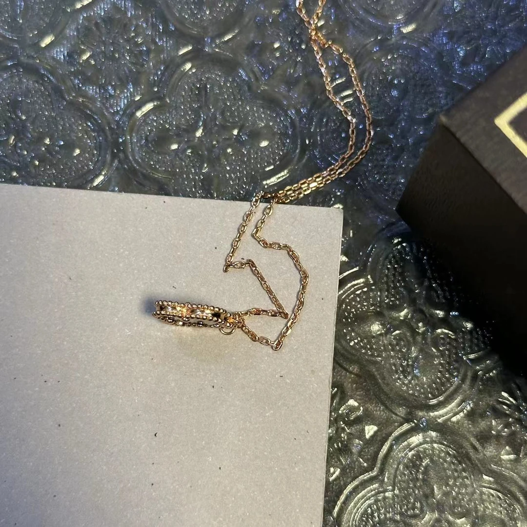 铜合金项链 黑色四叶花项链-51585