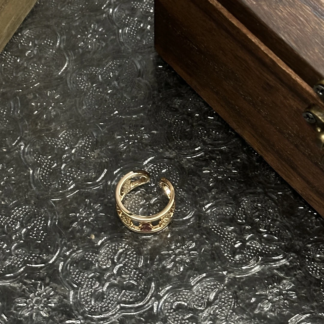 铜合金戒指 镂空红色葫芦宽版戒指-66274