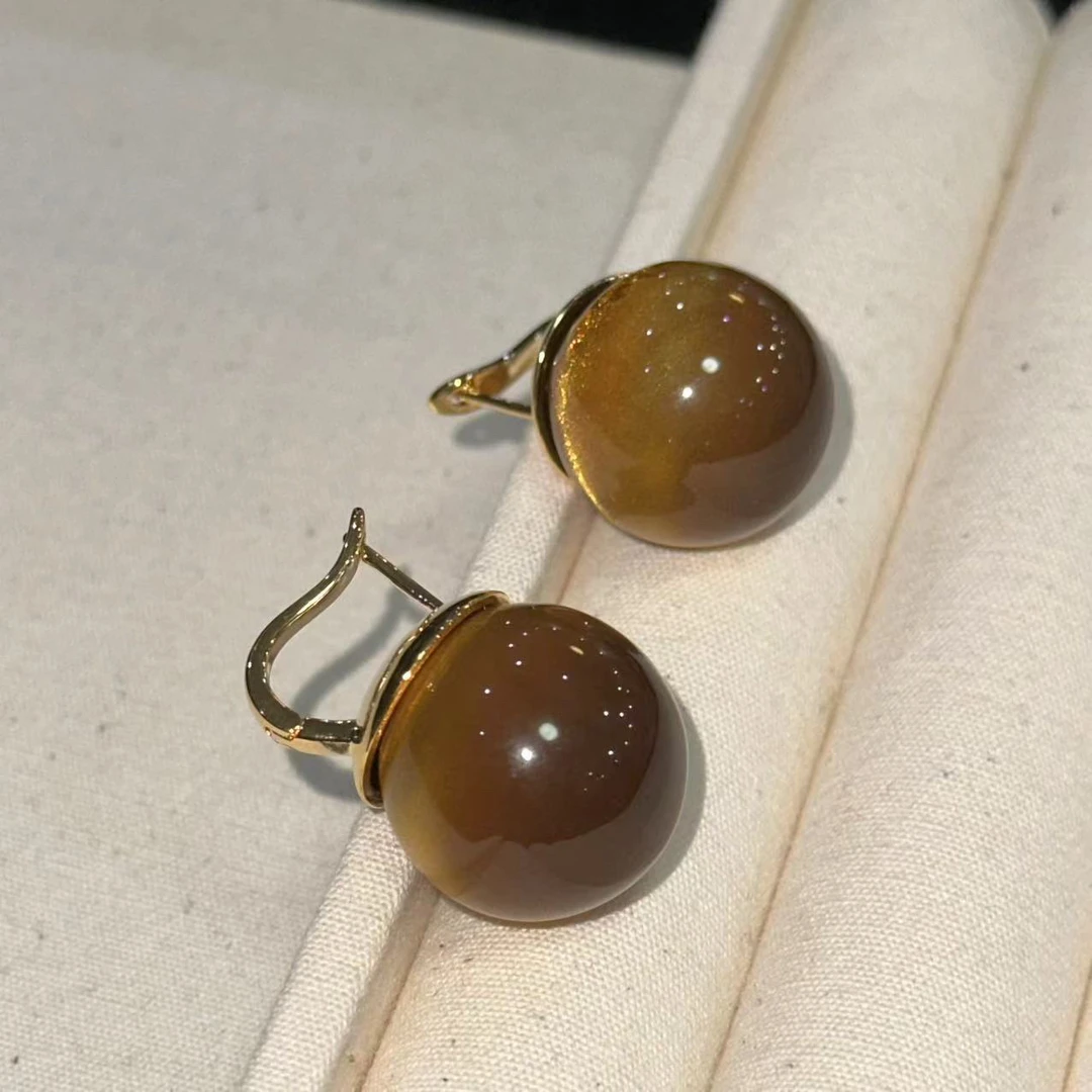 铜合金耳饰 法式复古咖色耳饰-66200