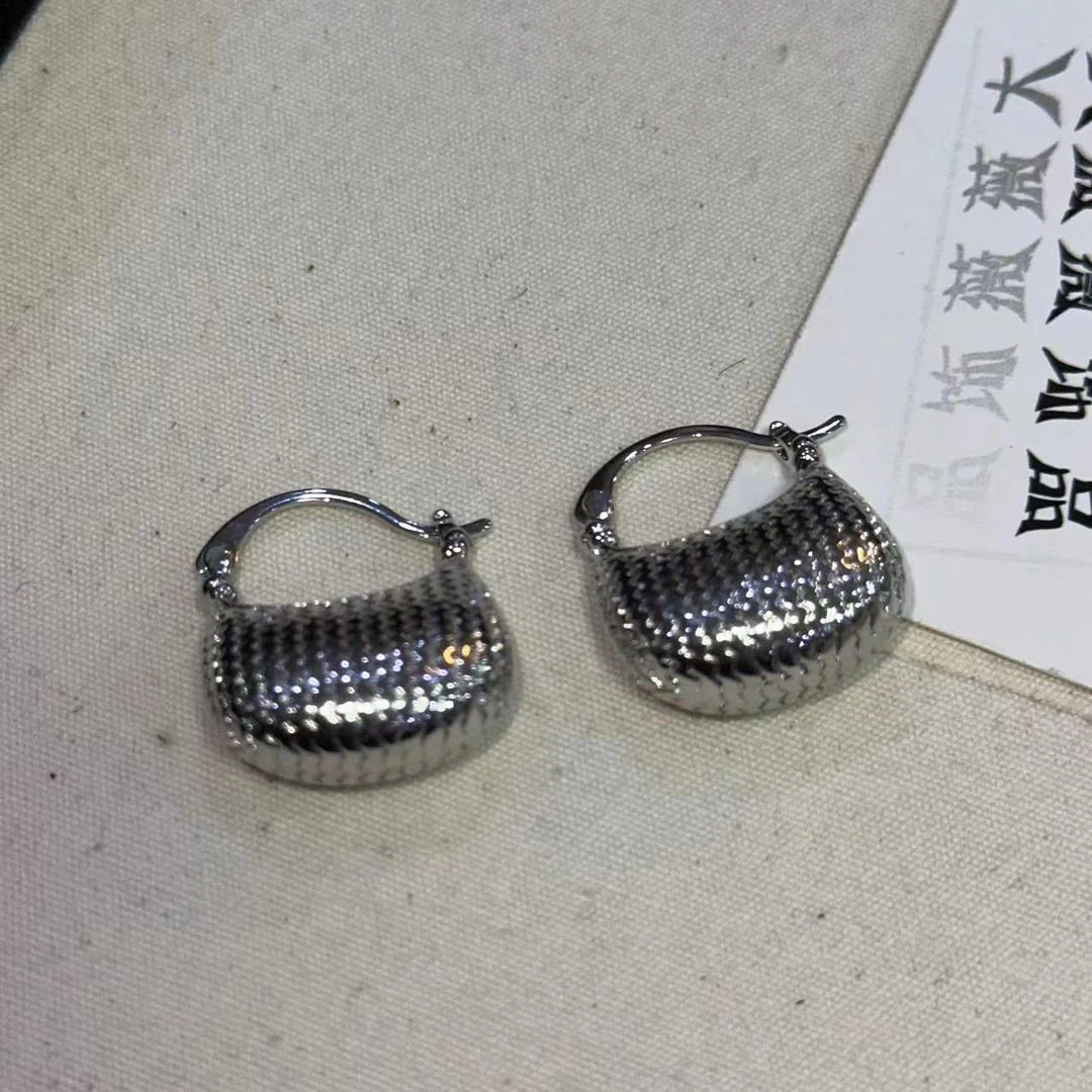 铜合金耳饰 独特编织小包立体耳扣-3027