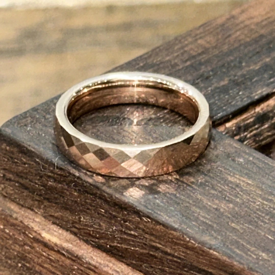 钛钢戒指 细款菱格纹戒指-3148