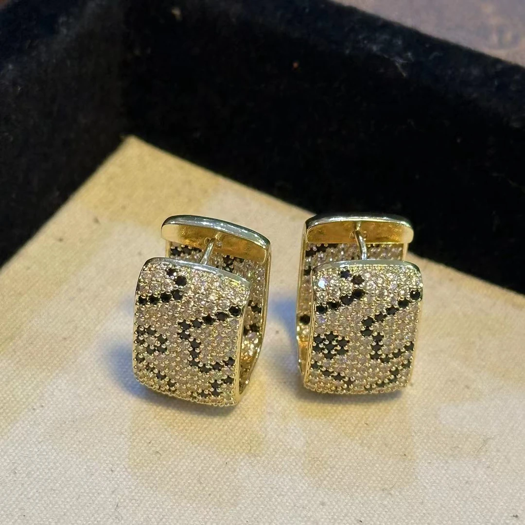 铜合金耳饰 高级感轻奢豹纹耳扣-2982