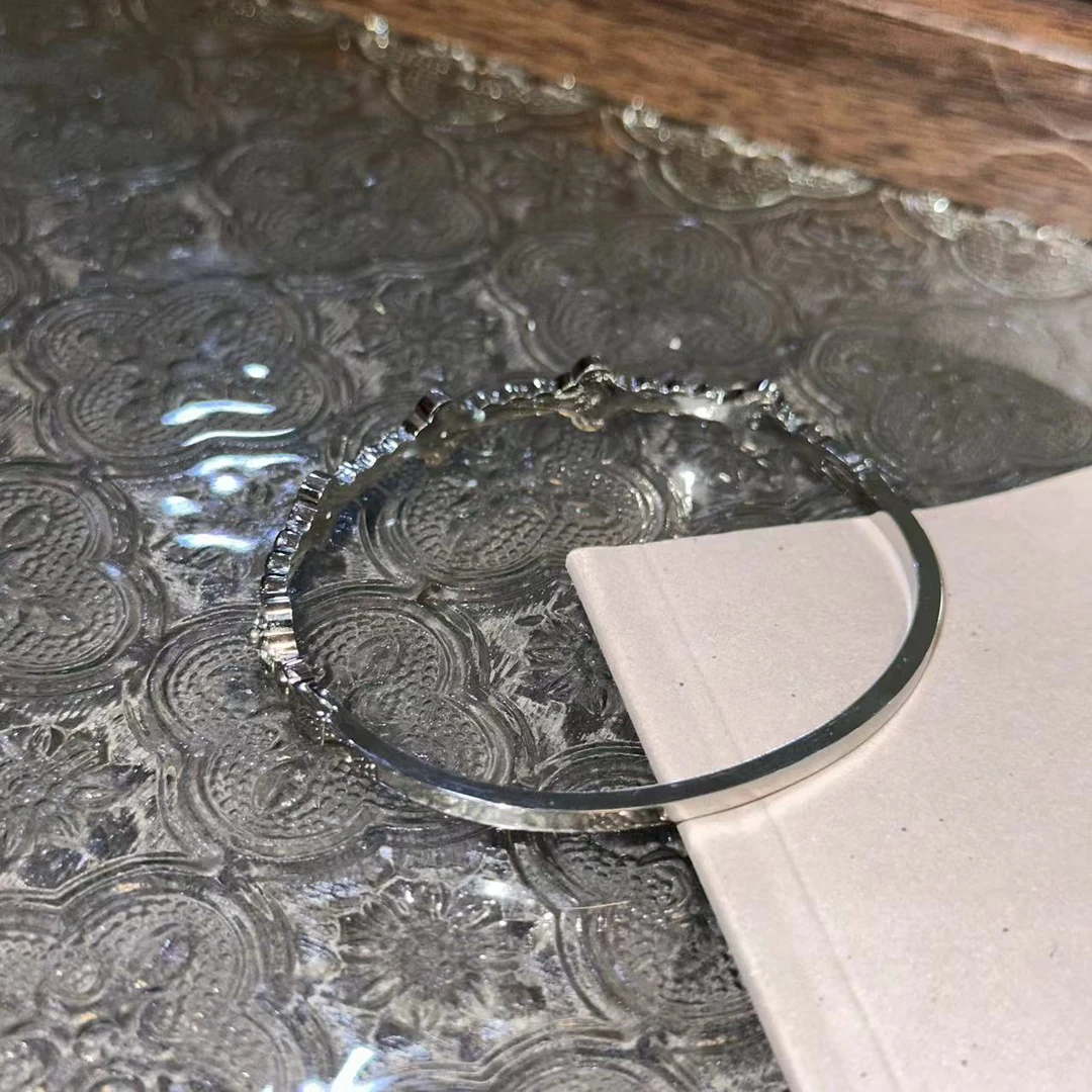 钛钢手镯 冷淡风四叶花手镯-2786